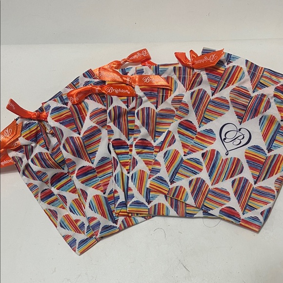 Brighton Striped Heart Gift Bags with Red Accents Set of 6 - Picture 2 of 5